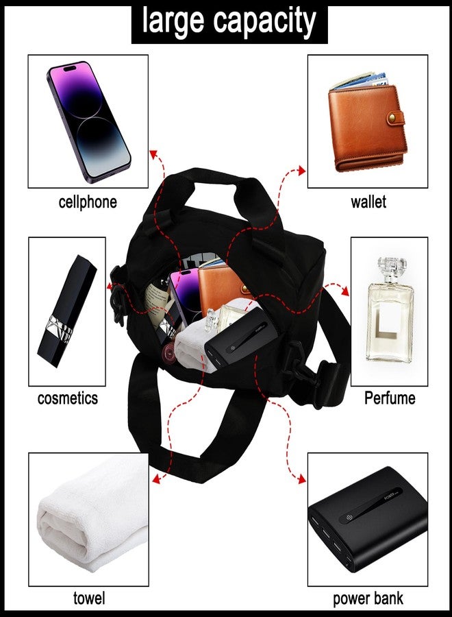 Hftjtsa Mini Gym Bag Sport Bag Adjustable Small Duffle Bag Detachable Strap Gym Tote for Women Men Portable Fitness Shoulder Bag for Sports Travel (Black) - Image 5